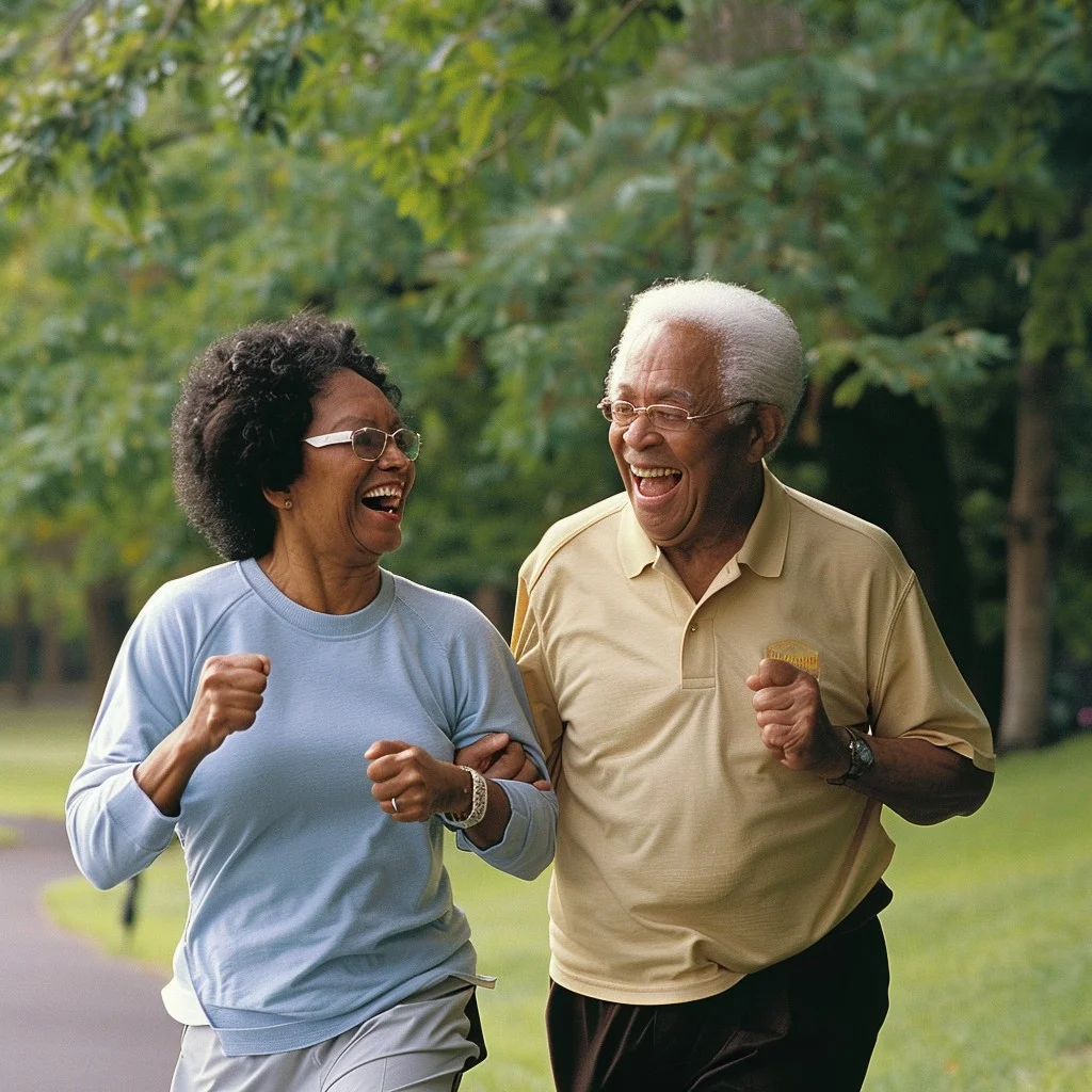 Elderly Couple out for a run